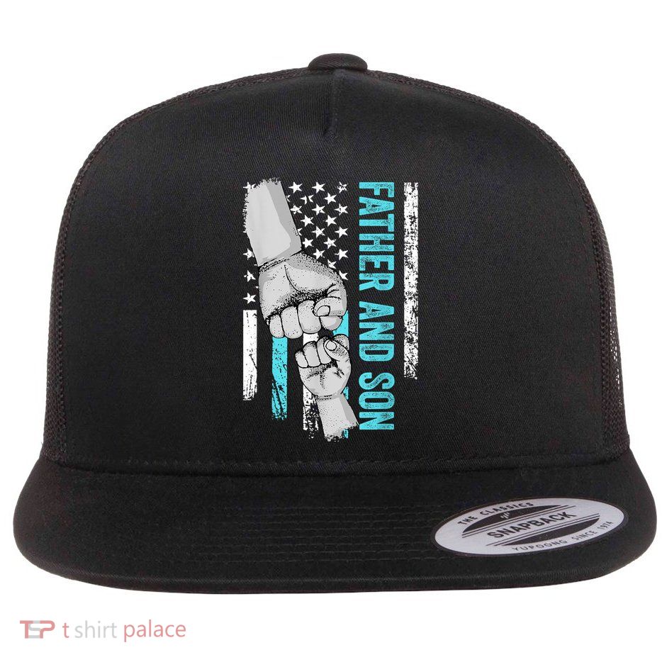Father And Son American Flag Matching Fathers Day Father Son Flatbill Hat
