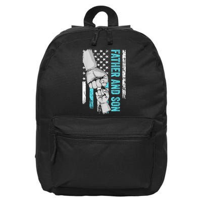 Father And Son American Flag Matching Fathers Day Father Son 16 in Basic Backpack