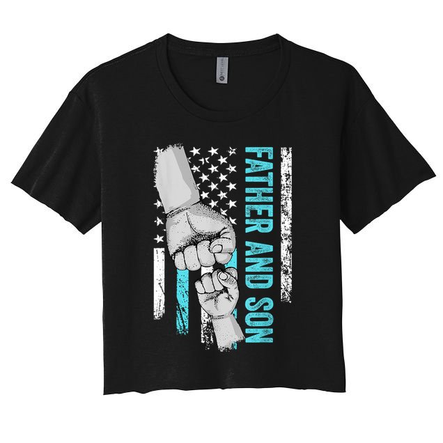 Father And Son American Flag Matching Fathers Day Father Son Crop Top