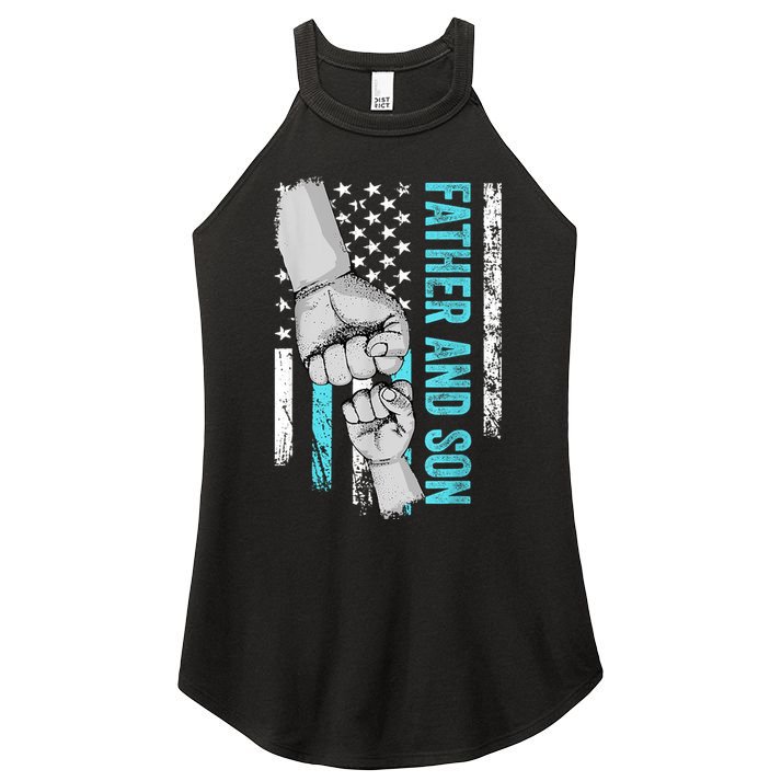 Father And Son American Flag Matching Fathers Day Father Son Women's Perfect Tri Rocker Tank