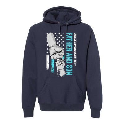 Father And Son American Flag Matching Fathers Day Father Son Premium Hoodie