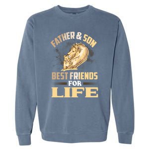 Father And Son Best Friends For Life Lion Matching Cool Gift Garment-Dyed Sweatshirt