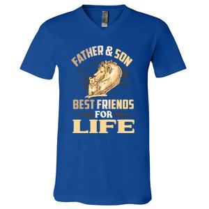 Father And Son Best Friends For Life Lion Matching Cool Gift V-Neck T-Shirt