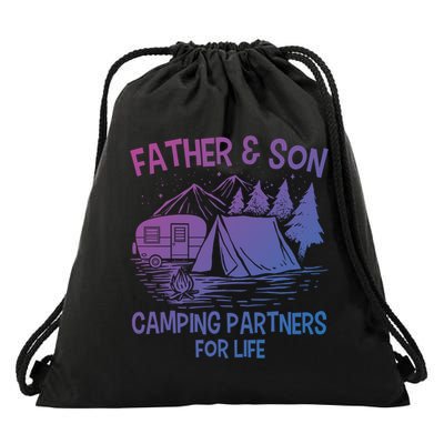 Father And Son Camping Partners For Life Gift Drawstring Bag