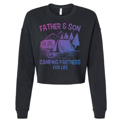 Father And Son Camping Partners For Life Gift Cropped Pullover Crew