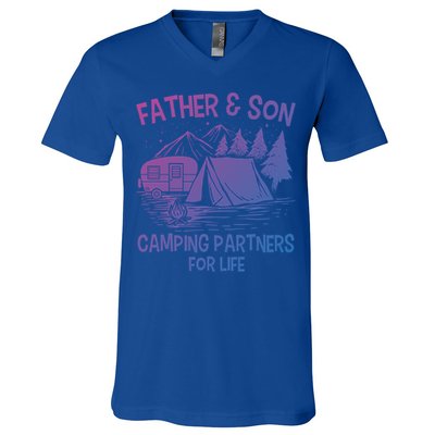 Father And Son Camping Partners For Life Gift V-Neck T-Shirt