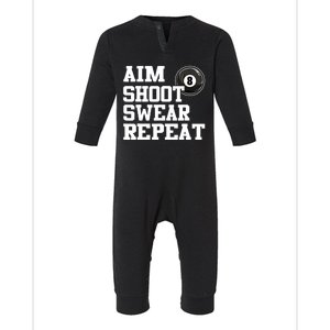 Funny Aim Shoot Swear Repeat 8 Ball Pool Billiards Player Gift Infant Fleece One Piece