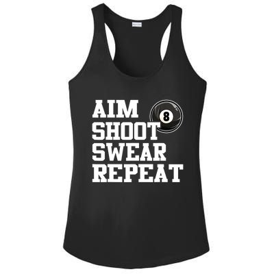 Funny Aim Shoot Swear Repeat 8 Ball Pool Billiards Player Gift Ladies PosiCharge Competitor Racerback Tank