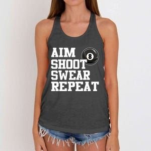 Funny Aim Shoot Swear Repeat 8 Ball Pool Billiards Player Gift Women's Knotted Racerback Tank