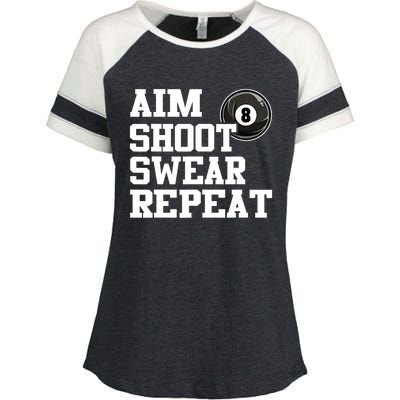 Funny Aim Shoot Swear Repeat 8 Ball Pool Billiards Player Gift Enza Ladies Jersey Colorblock Tee