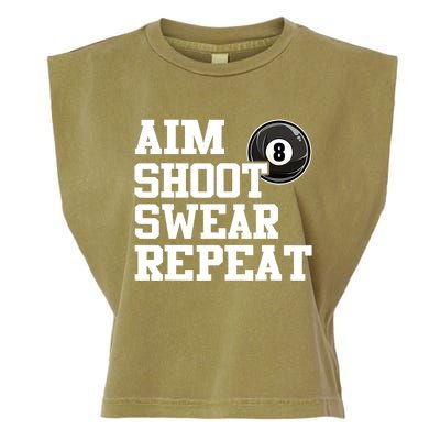 Funny Aim Shoot Swear Repeat 8 Ball Pool Billiards Player Gift Garment-Dyed Women's Muscle Tee