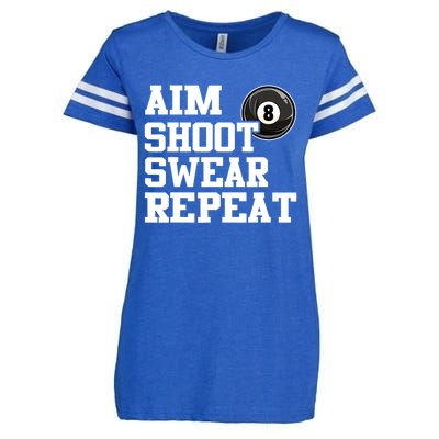 Funny Aim Shoot Swear Repeat 8 Ball Pool Billiards Player Gift Enza Ladies Jersey Football T-Shirt