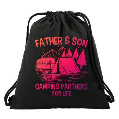 Father And Son Camping Partners For Life Gift Drawstring Bag