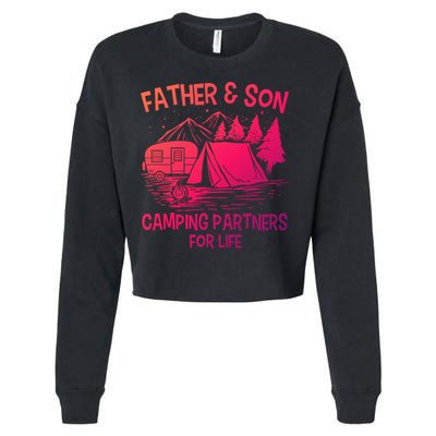 Father And Son Camping Partners For Life Gift Cropped Pullover Crew