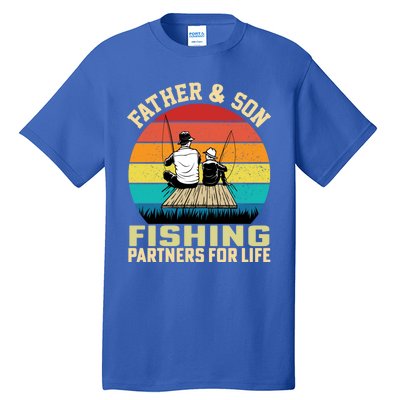 Father And Son Fishing Partner For Life Retro Matching Dad Gift Tall T-Shirt