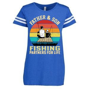 Father And Son Fishing Partner For Life Retro Matching Dad Gift Enza Ladies Jersey Football T-Shirt