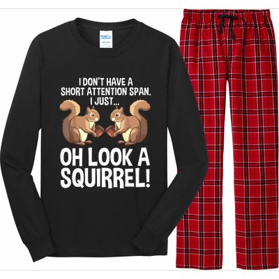 Funny ADHD Squirrel Design For Chipmunk Pet Lovers Long Sleeve Pajama Set