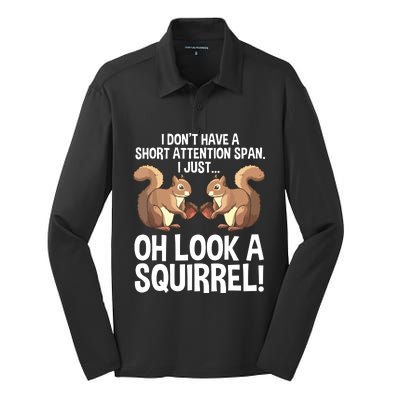 Funny ADHD Squirrel Design For Chipmunk Pet Lovers Silk Touch Performance Long Sleeve Polo