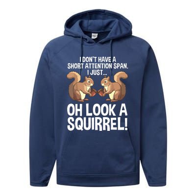 Funny ADHD Squirrel Design For Chipmunk Pet Lovers Performance Fleece Hoodie