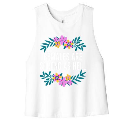 Females Are Strong As Hell Feminist Gender Equality Gift Women's Racerback Cropped Tank