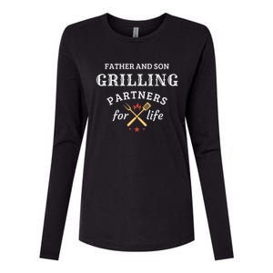 Father And Son Grilling Partners For Life Dad And Son Bbq Gift Womens Cotton Relaxed Long Sleeve T-Shirt