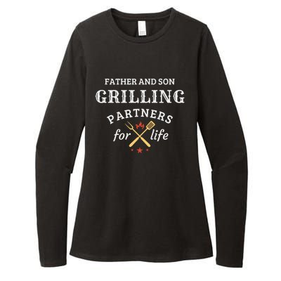 Father And Son Grilling Partners For Life Dad And Son Bbq Gift Womens CVC Long Sleeve Shirt