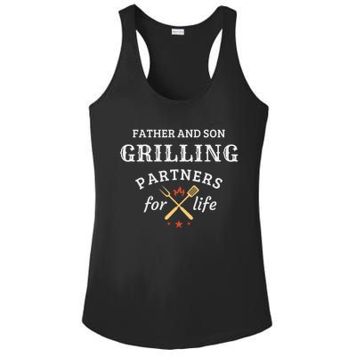 Father And Son Grilling Partners For Life Dad And Son Bbq Gift Ladies PosiCharge Competitor Racerback Tank