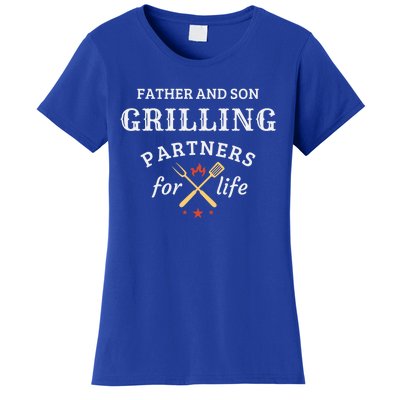 Father And Son Grilling Partners For Life Dad And Son Bbq Gift Women's T-Shirt