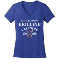 Father And Son Grilling Partners For Life Dad And Son Bbq Gift Women's V-Neck T-Shirt