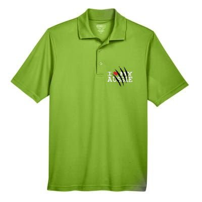 Funny Australian Shepherd I Love My Aussie Funny Aussie Men's Origin Performance Pique Polo