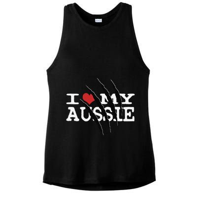 Funny Australian Shepherd I Love My Aussie Funny Aussie Ladies PosiCharge Tri-Blend Wicking Tank