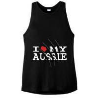 Funny Australian Shepherd I Love My Aussie Funny Aussie Ladies PosiCharge Tri-Blend Wicking Tank