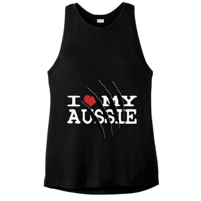 Funny Australian Shepherd I Love My Aussie Funny Aussie Ladies PosiCharge Tri-Blend Wicking Tank