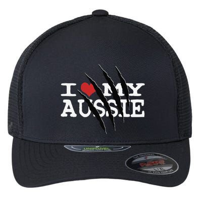 Funny Australian Shepherd I Love My Aussie Funny Aussie Flexfit Unipanel Trucker Cap