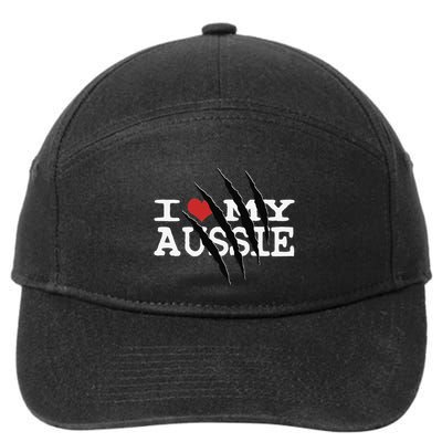 Funny Australian Shepherd I Love My Aussie Funny Aussie 7-Panel Snapback Hat