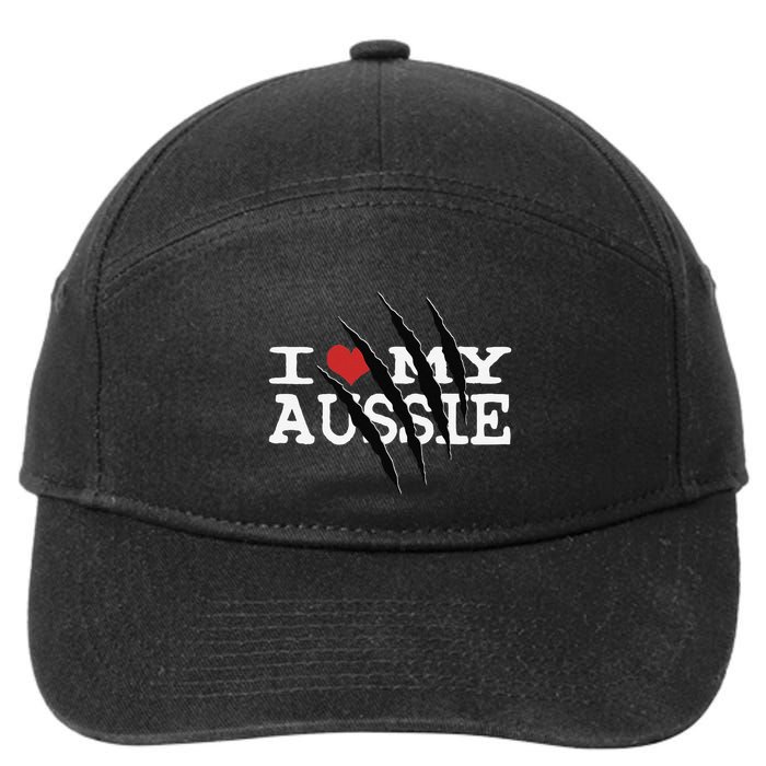 Funny Australian Shepherd I Love My Aussie Funny Aussie 7-Panel Snapback Hat