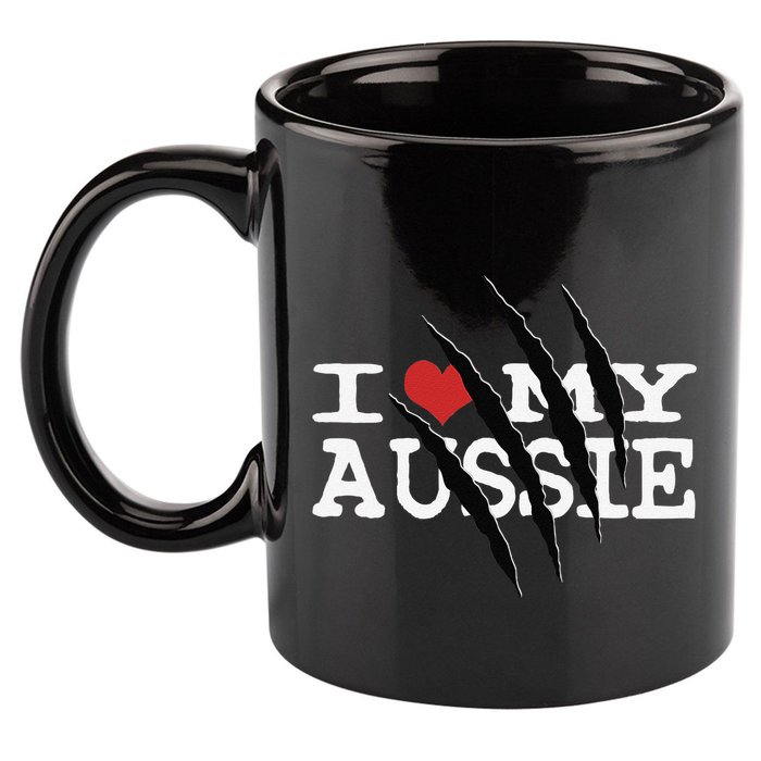 Funny Australian Shepherd I Love My Aussie Funny Aussie 11oz C Handle Ceramic Mug