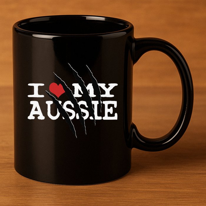 Funny Australian Shepherd I Love My Aussie Funny Aussie 11oz C Handle Ceramic Mug