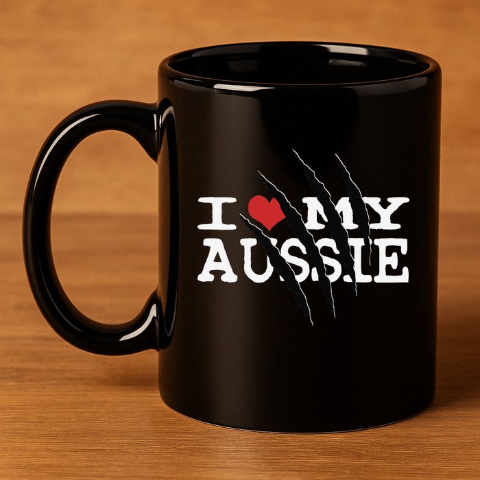 Funny Australian Shepherd I Love My Aussie Funny Aussie 11oz C Handle Ceramic Mug