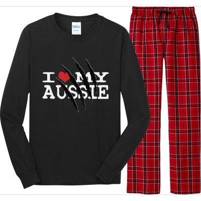 Funny Australian Shepherd I Love My Aussie Funny Aussie Long Sleeve Pajama Set