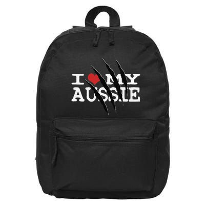 Funny Australian Shepherd I Love My Aussie Funny Aussie 16 in Basic Backpack