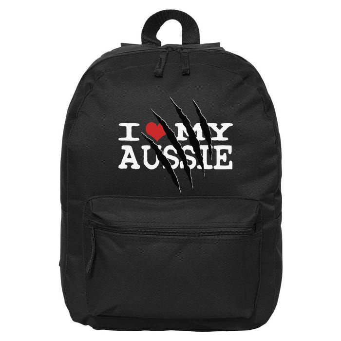 Funny Australian Shepherd I Love My Aussie Funny Aussie 16 in Basic Backpack