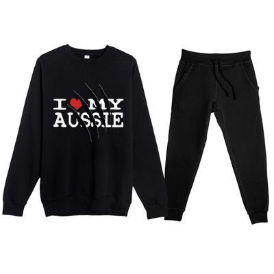 Funny Australian Shepherd I Love My Aussie Funny Aussie Premium Crewneck Sweatsuit Set