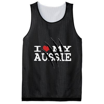 Funny Australian Shepherd I Love My Aussie Funny Aussie Mesh Reversible Basketball Jersey Tank