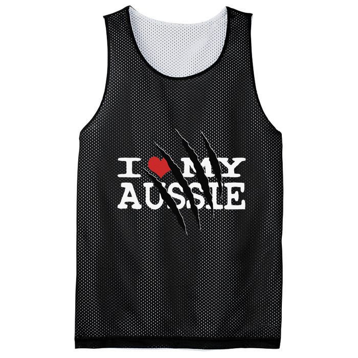 Funny Australian Shepherd I Love My Aussie Funny Aussie Mesh Reversible Basketball Jersey Tank