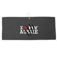 Funny Australian Shepherd I Love My Aussie Funny Aussie Large Microfiber Waffle Golf Towel