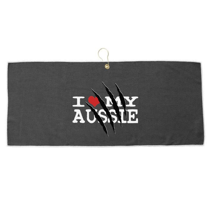 Funny Australian Shepherd I Love My Aussie Funny Aussie Large Microfiber Waffle Golf Towel