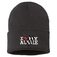 Funny Australian Shepherd I Love My Aussie Funny Aussie Sustainable Knit Beanie