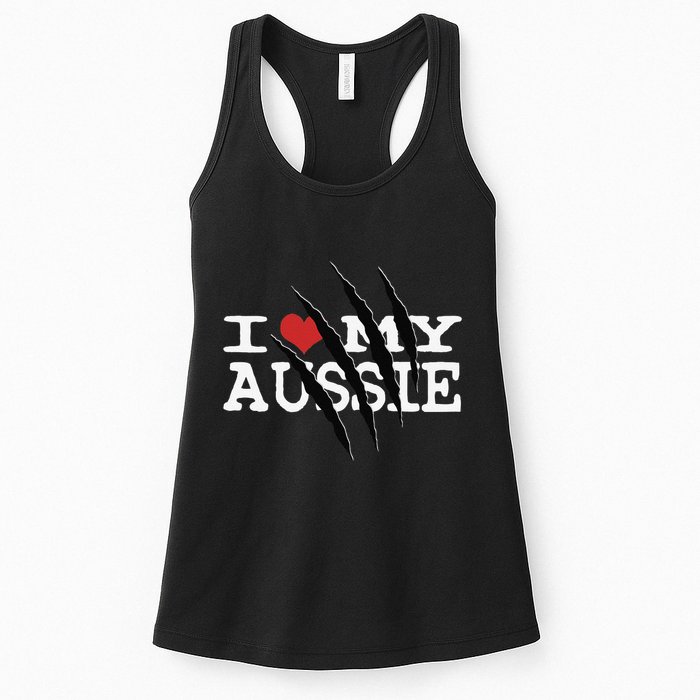 Funny Australian Shepherd I Love My Aussie Funny Aussie Womens Tank Top