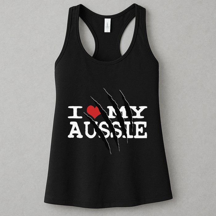 Funny Australian Shepherd I Love My Aussie Funny Aussie Womens Tank Top